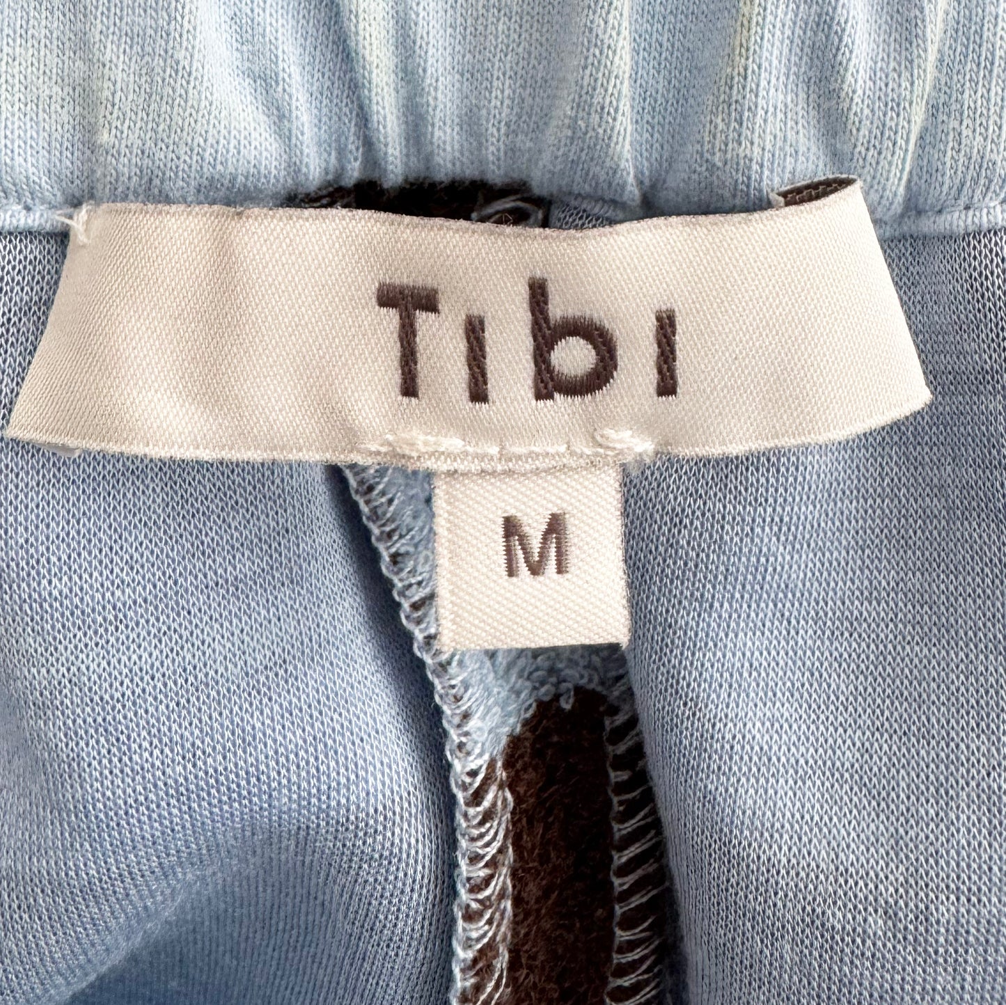 Tibi Bonded Dry Loop Terry Skirt in Blue/Brown Stripe, Size Medium