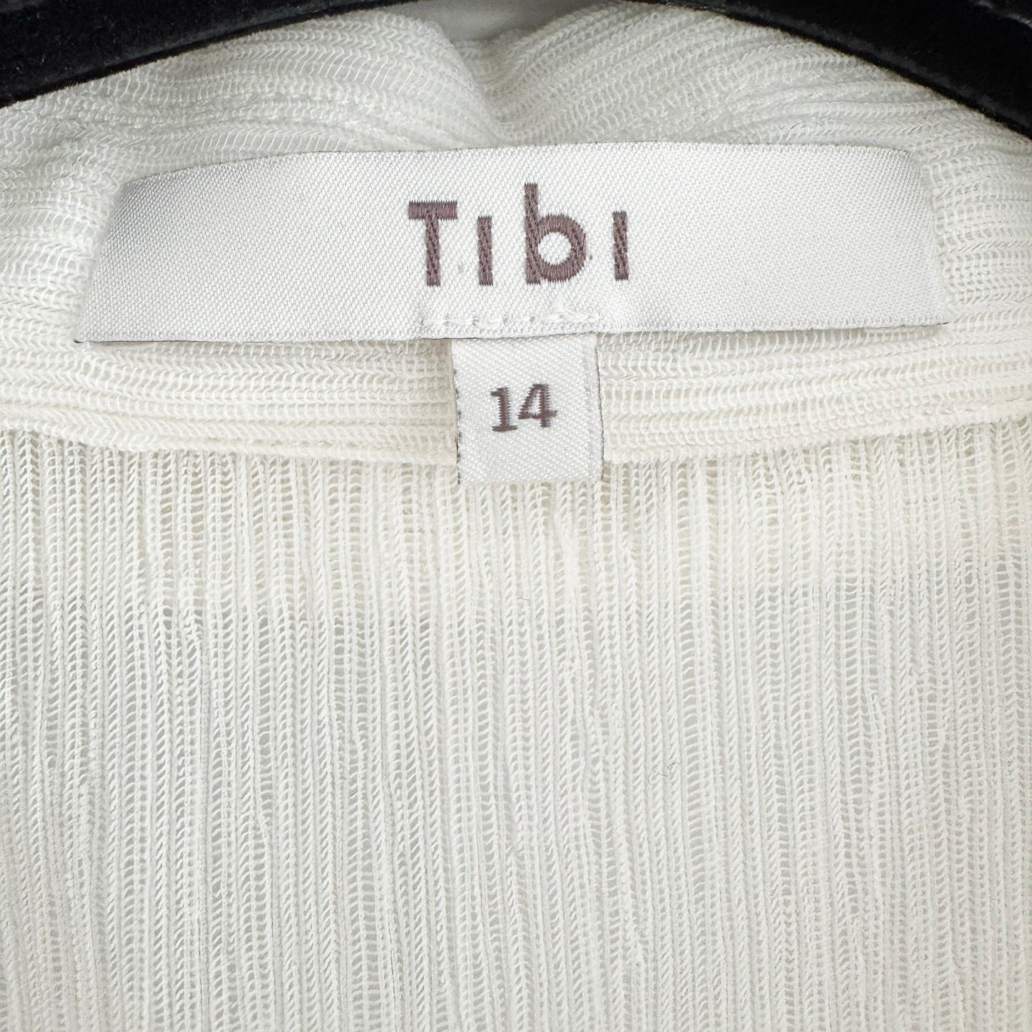 Tibi Crinkle Gauze Long Sleeve Shirt in White, size 14