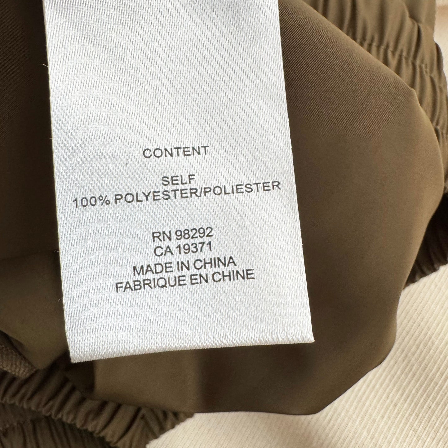 Tibi Italian Sporty Nylon Wide Leg Pull On Pants in "Wood", size XXS