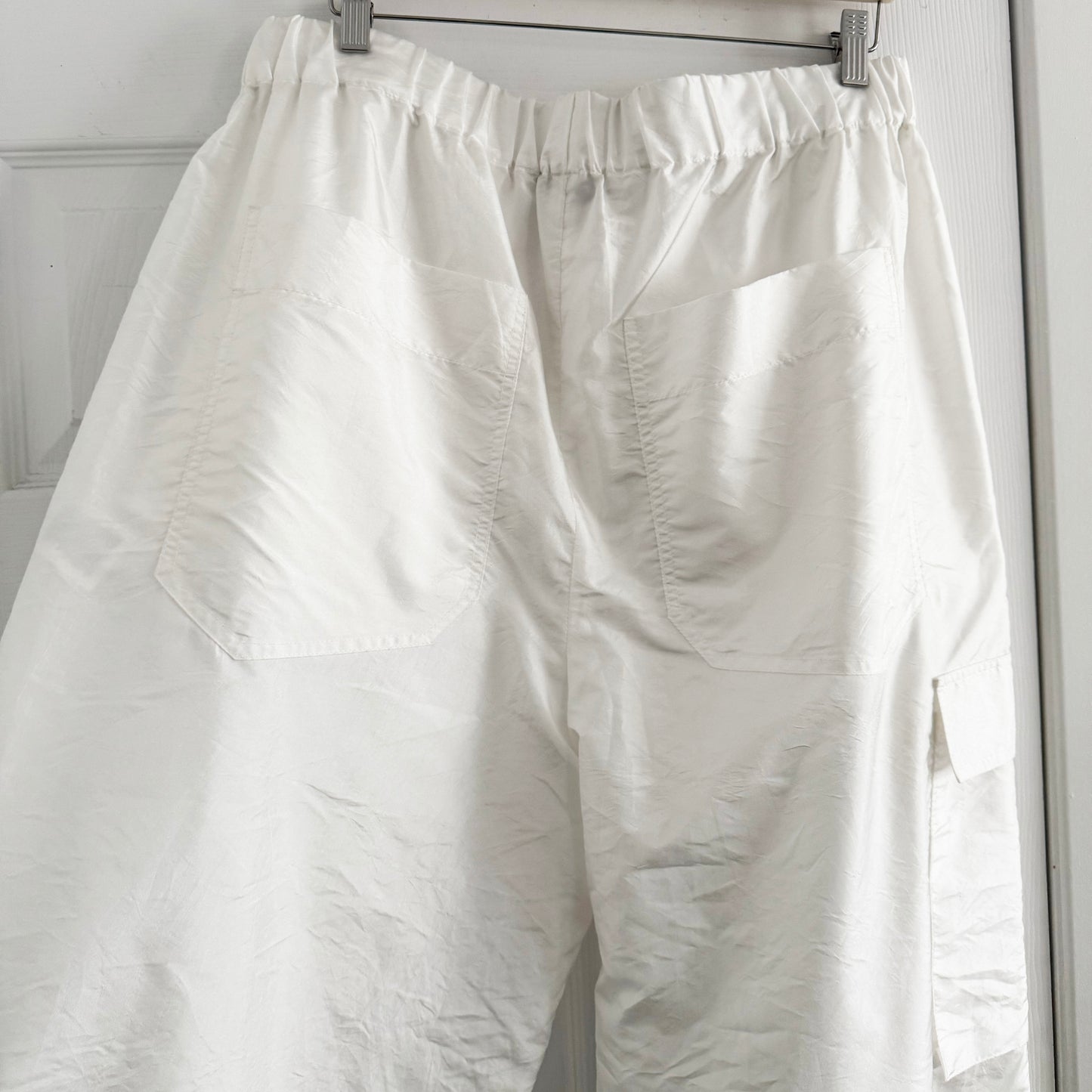 Tibi Crispy Nylon "Wilt" Jogger in White, size XL