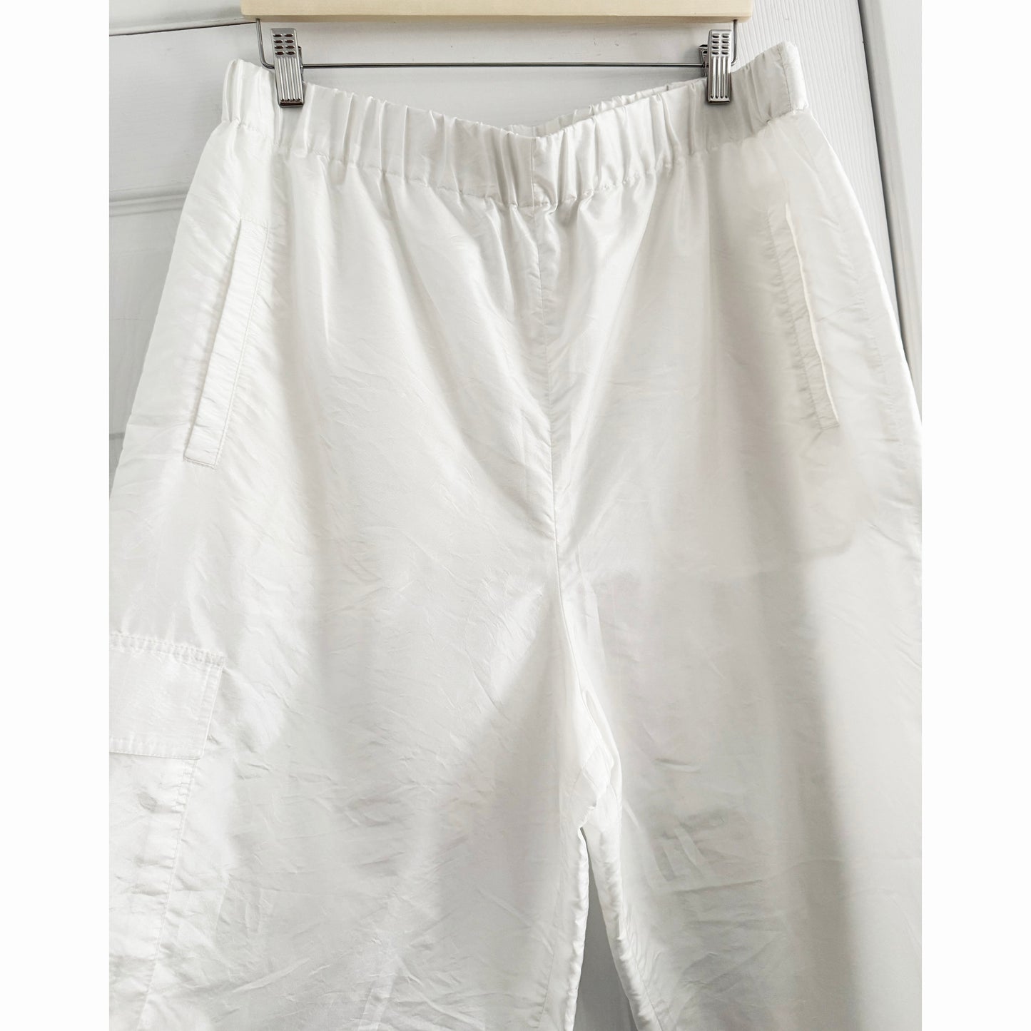 Tibi Crispy Nylon "Wilt" Jogger in White, size XL