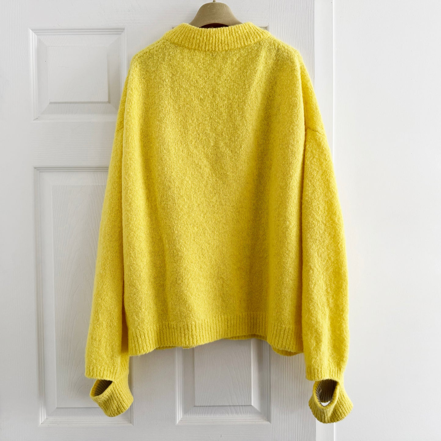 Tibi Airy Alpaca Pullover in Yellow, size Large