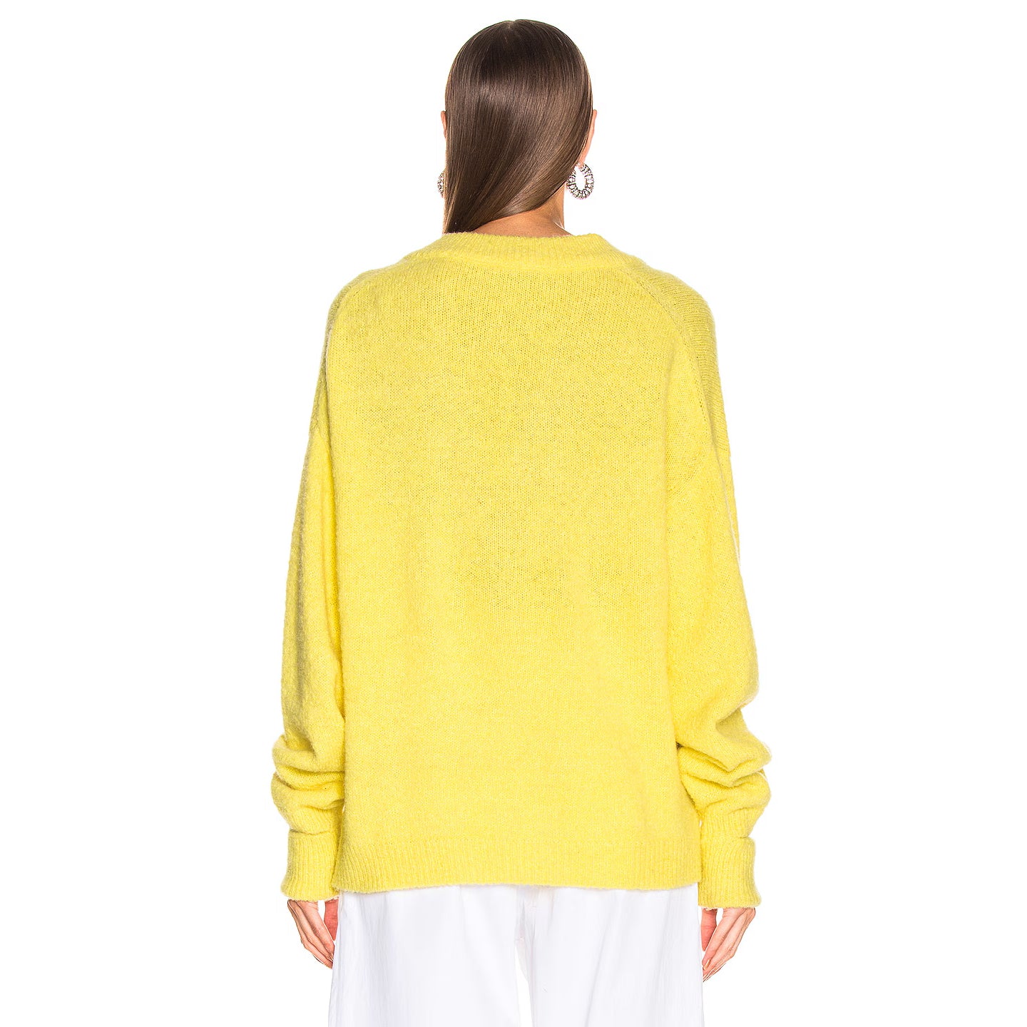 Tibi Airy Alpaca Pullover in Yellow, size Large
