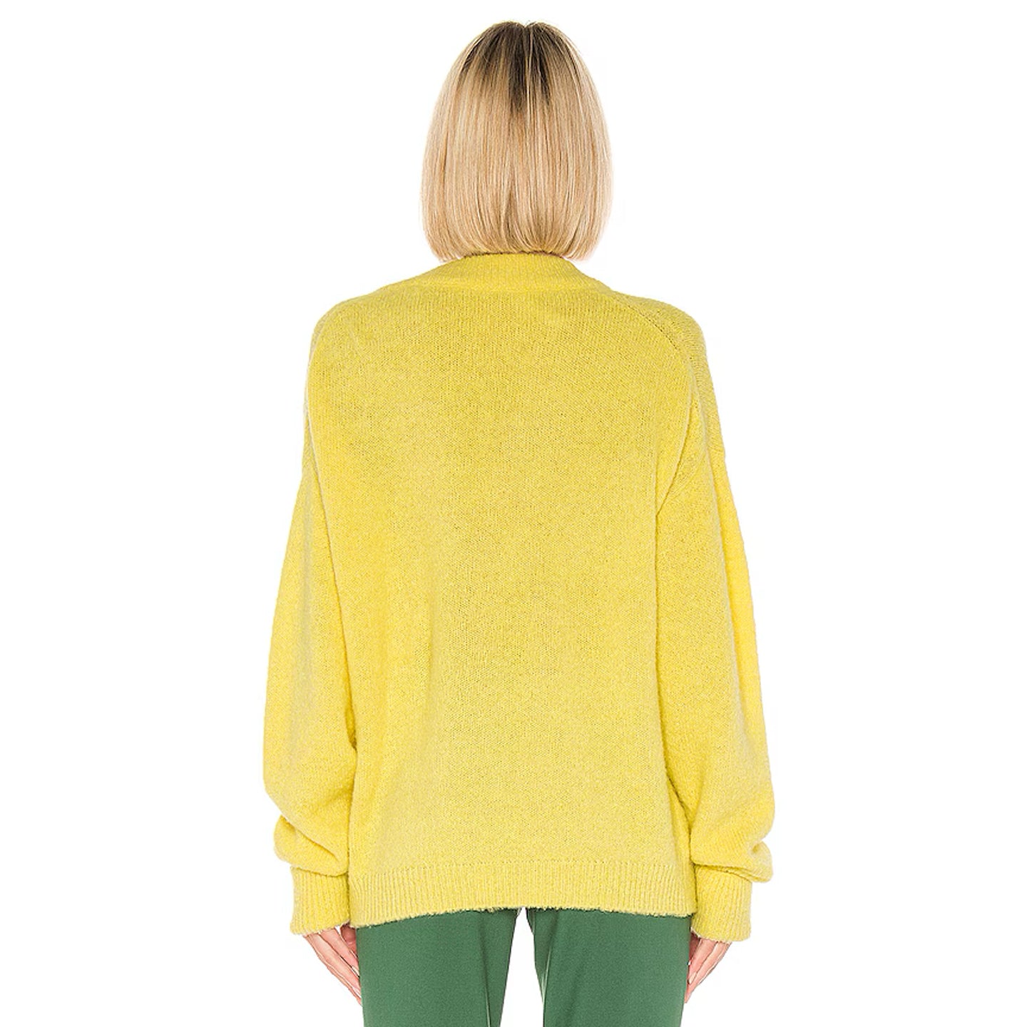 Tibi Airy Alpaca Pullover in Yellow, size Large