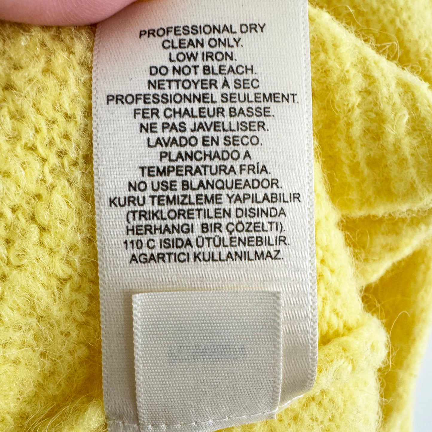 Tibi Airy Alpaca Pullover in Yellow, size Large