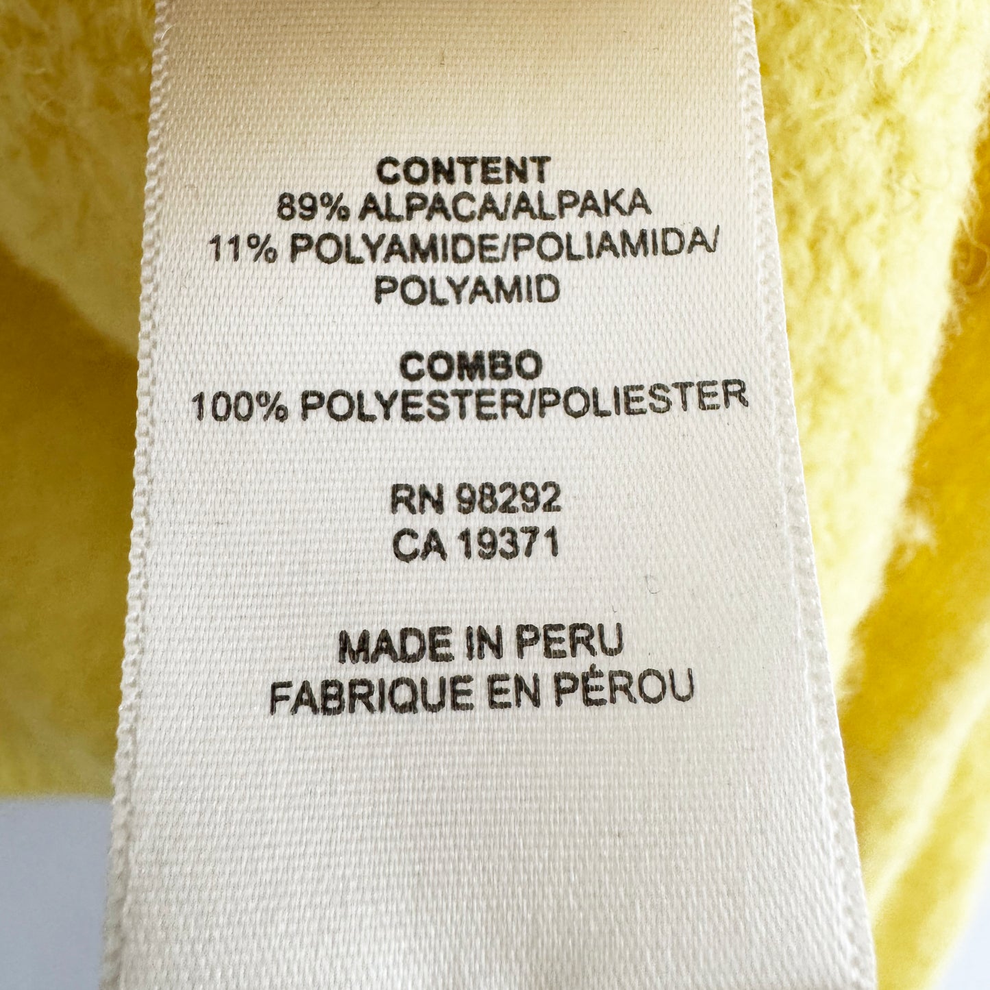 Tibi Airy Alpaca Pullover in Yellow, size Large