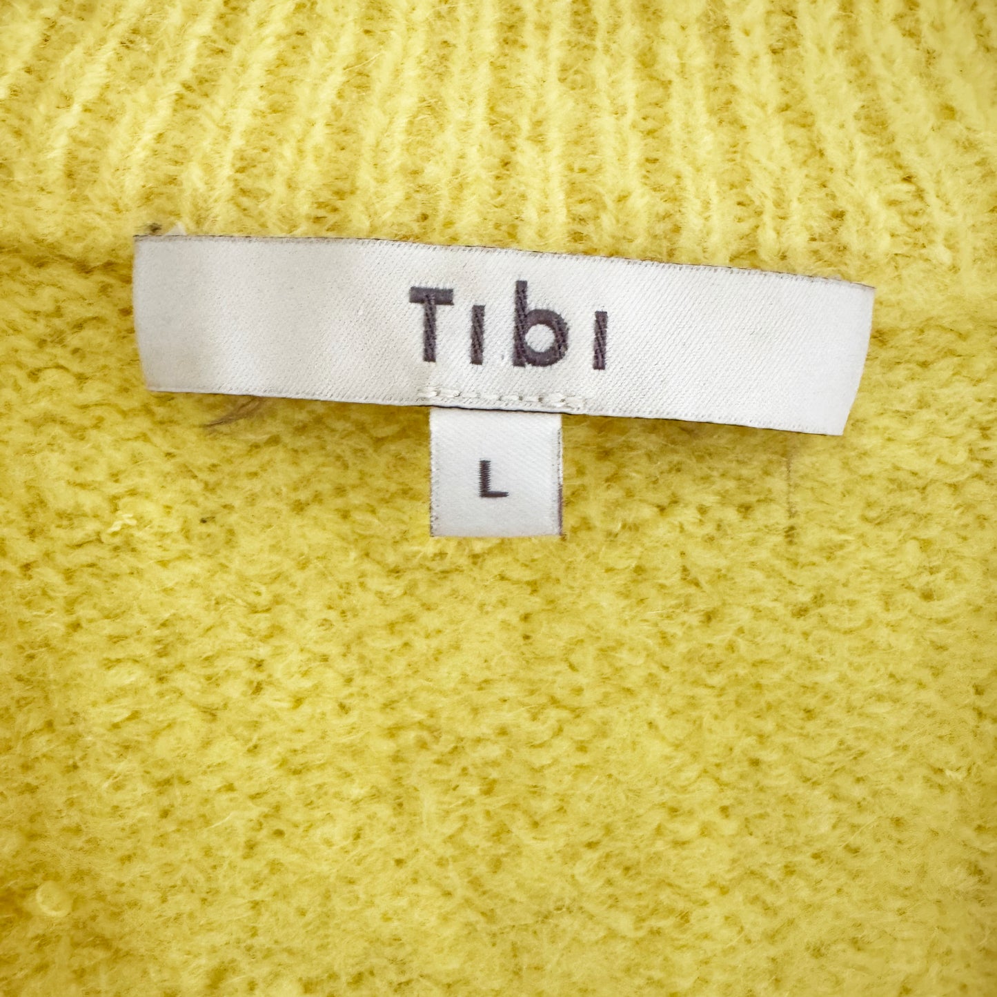 Tibi Airy Alpaca Pullover in Yellow, size Large