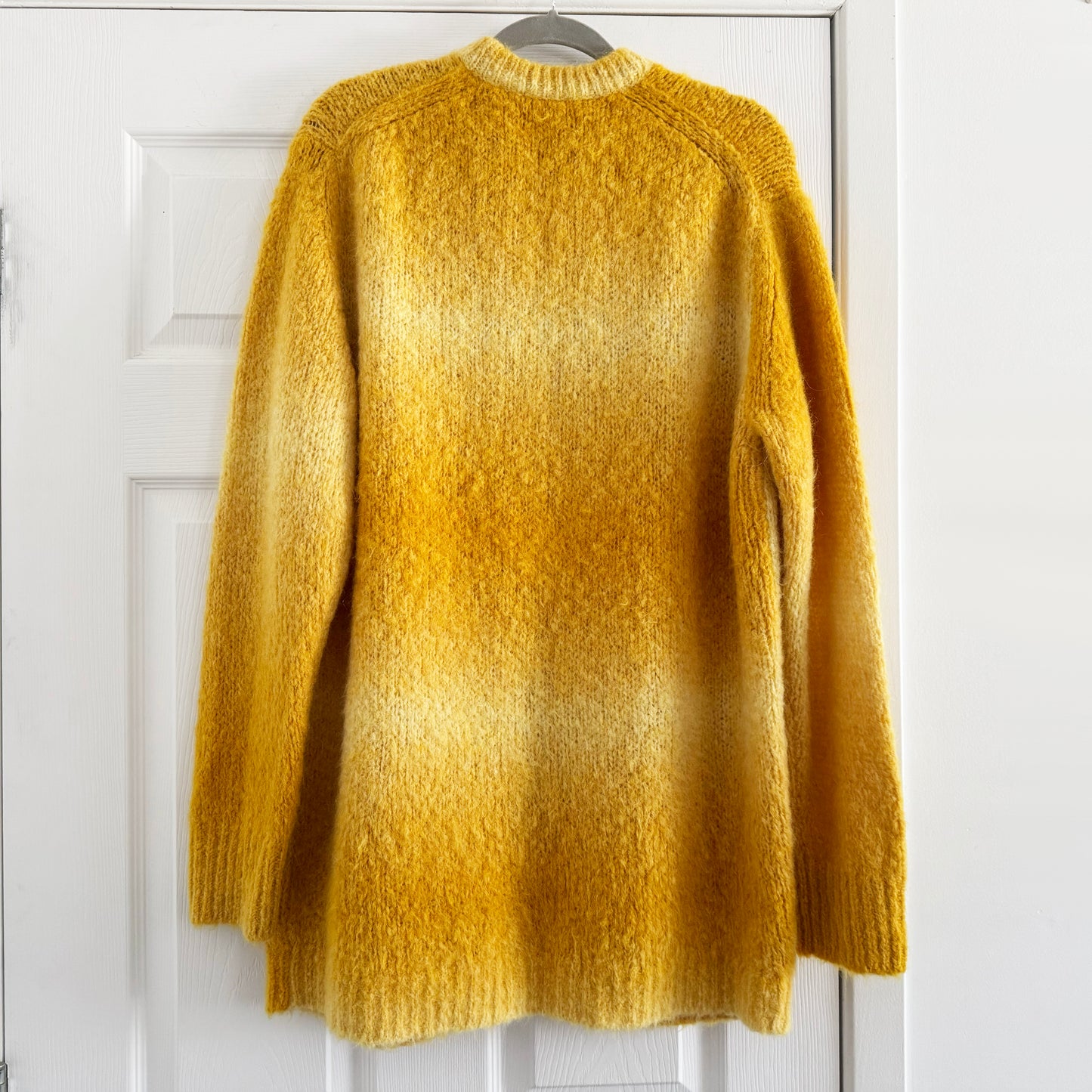 Tibi Ombre Superfine Alpaca Grandpa Cardigan in Yellow, size Small (fits Medium)