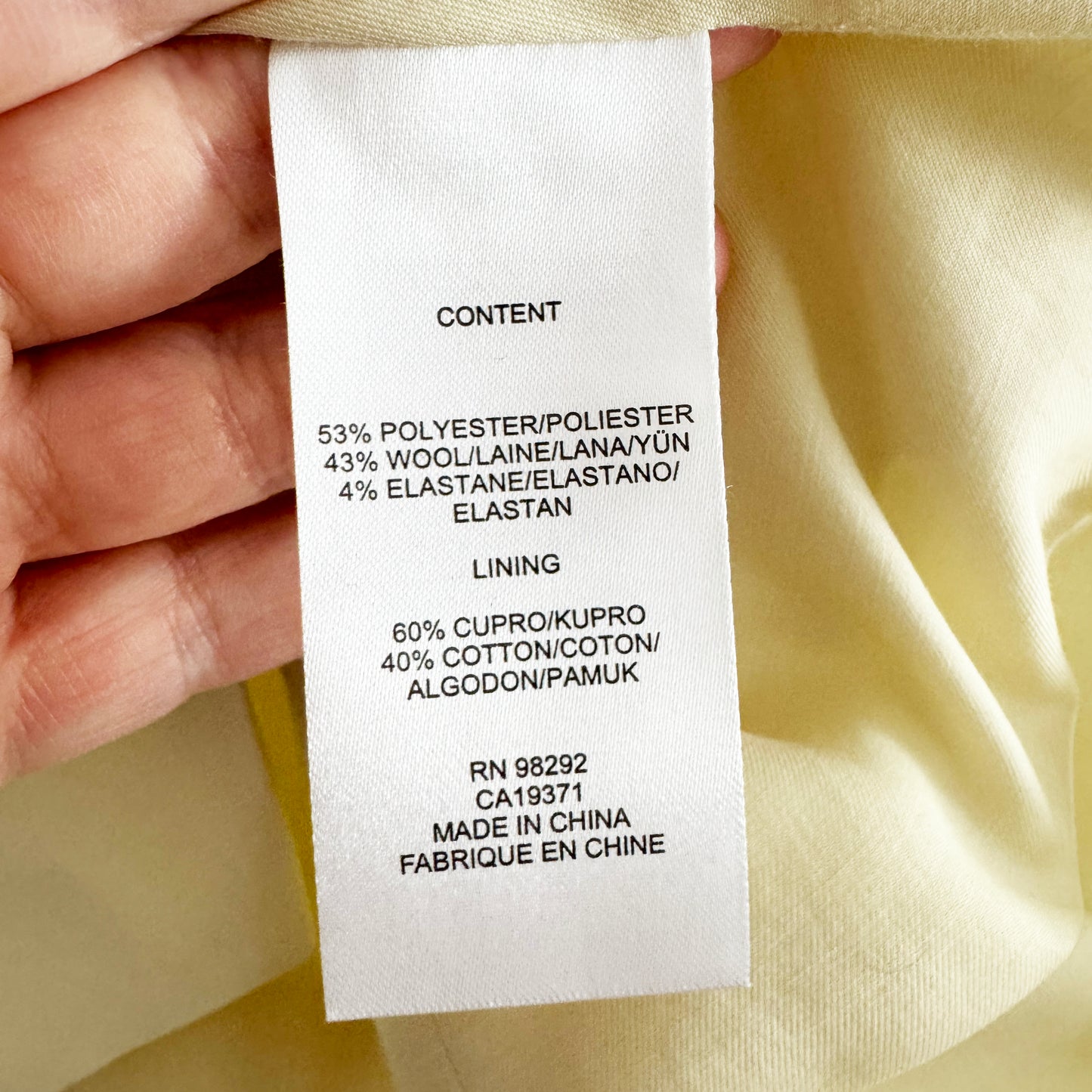 Tibi Tropical Wool Easy Vest in Ivory (Pale Yellow), size 12