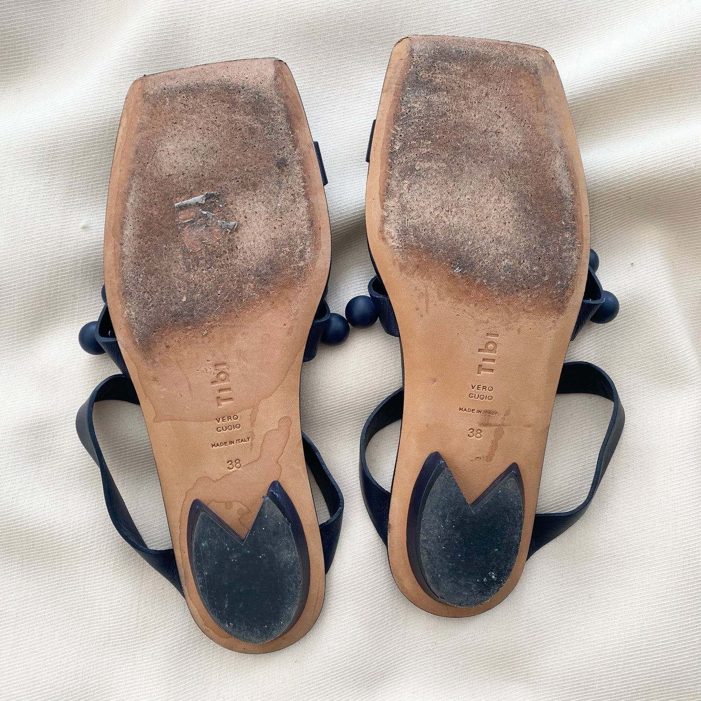 Tibi "Dex" Bobble Sandals in Blue, size 38