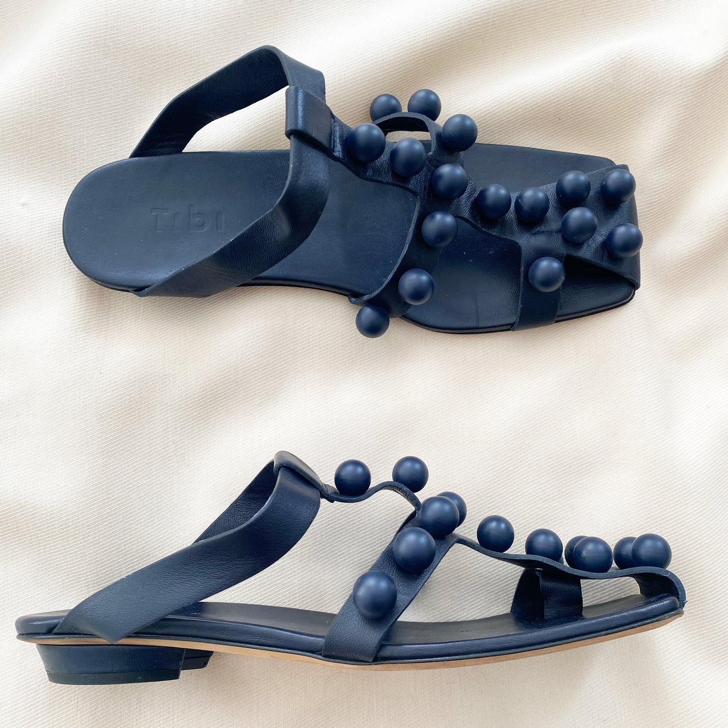 Tibi "Dex" Bobble Sandals in Blue, size 38