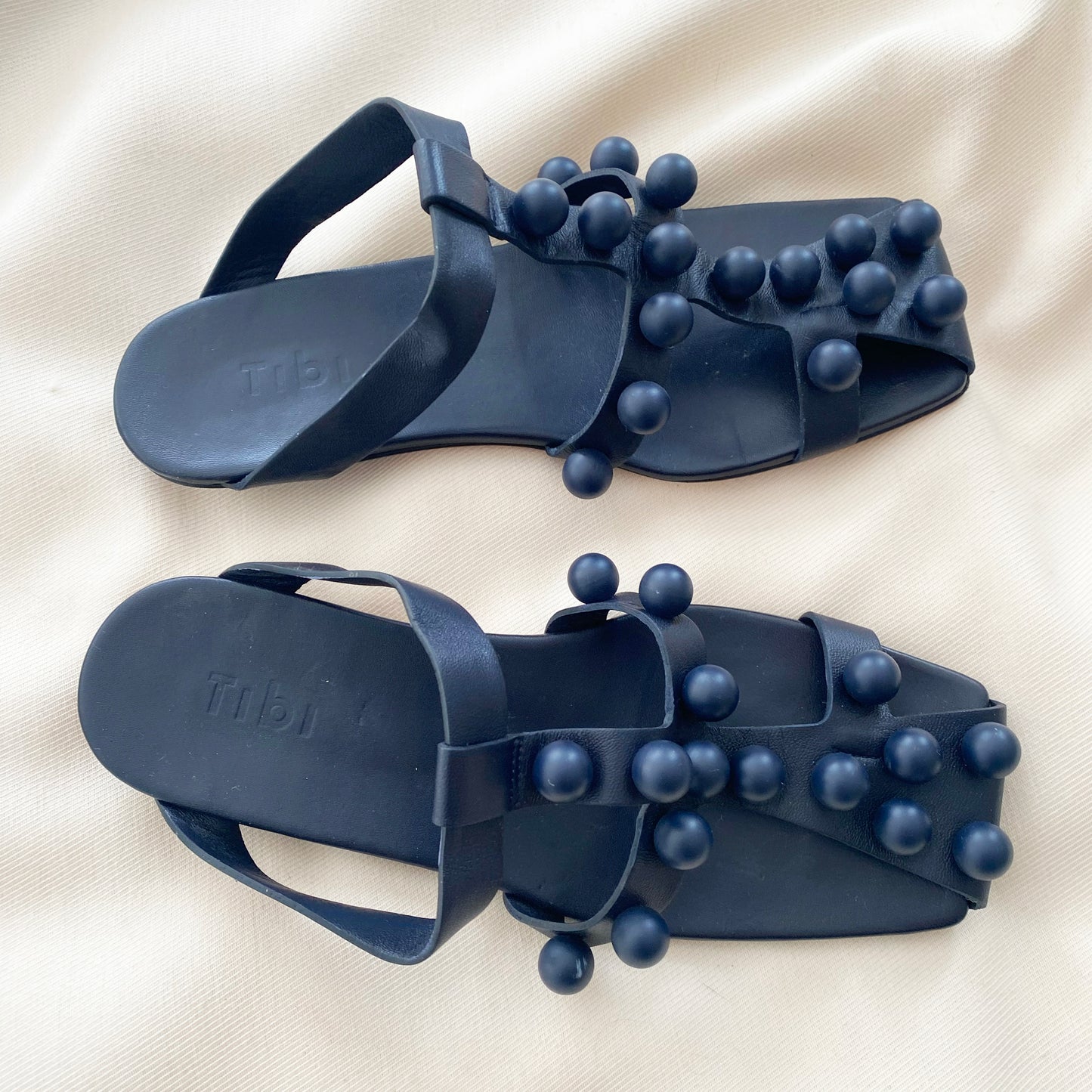 Tibi "Dex" Bobble Sandals in Blue, size 38