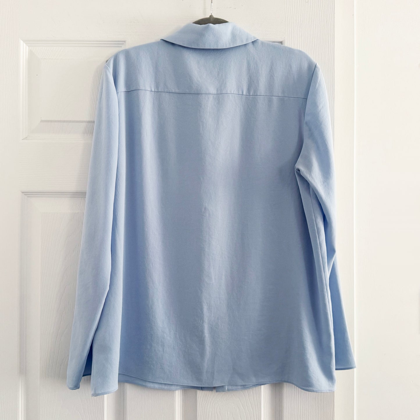 Tibi Soft Drape Slim Shirt in Light Blue, size 12