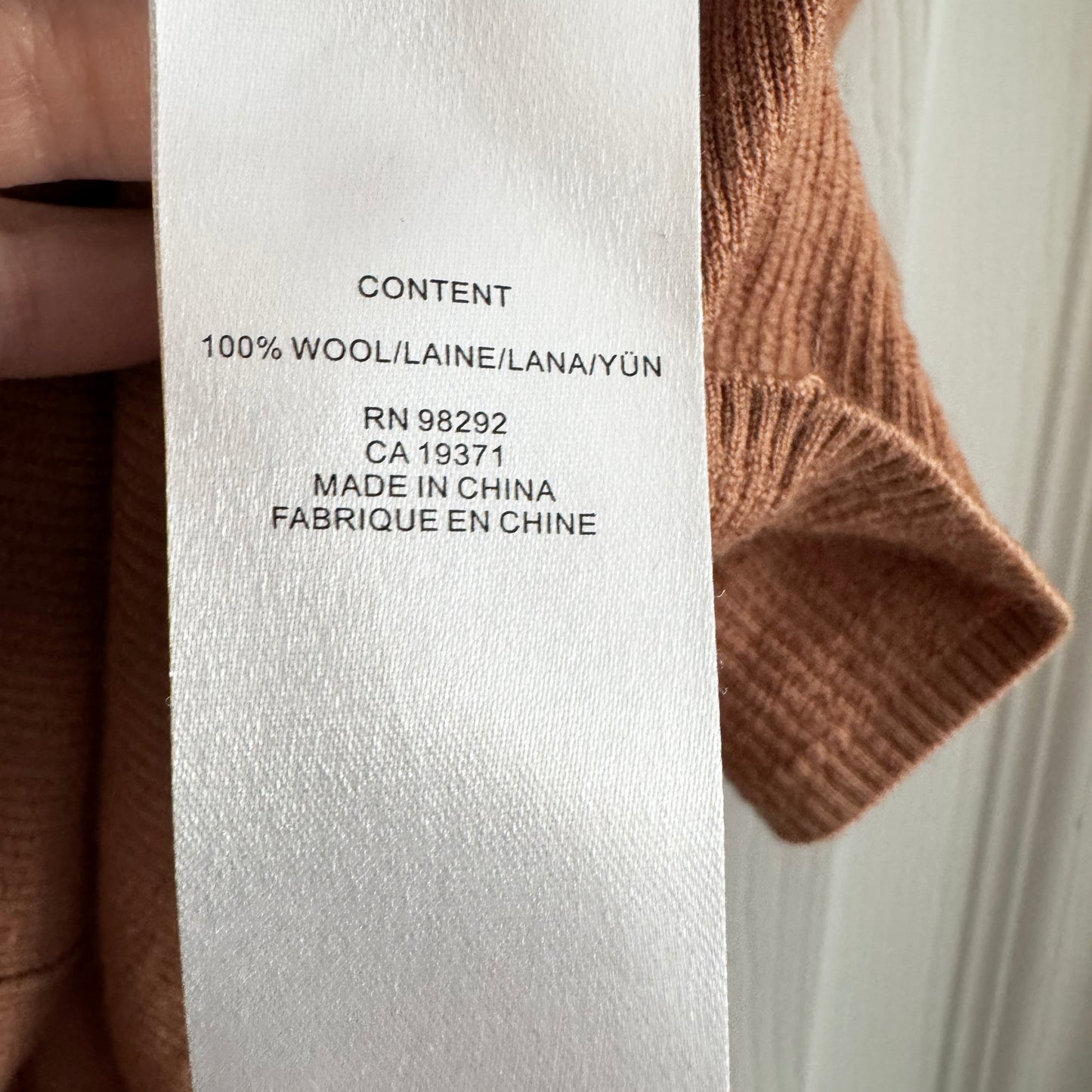 Tibi "Allonge" Collar Ribbed Sweater in Tan, size Large