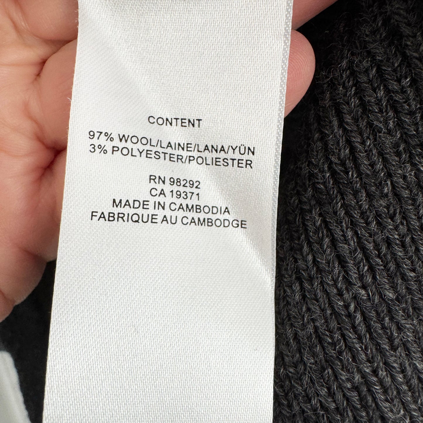 Tibi "cardigan stitch split front crewneck easy pullover" in Charcoal Grey, size Small