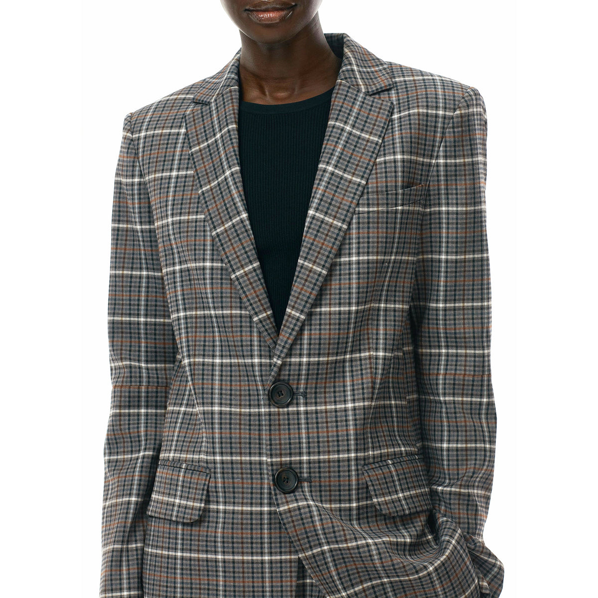 Tibi "Gabe" Checked Blazer w Cutout Elbows, size 8
