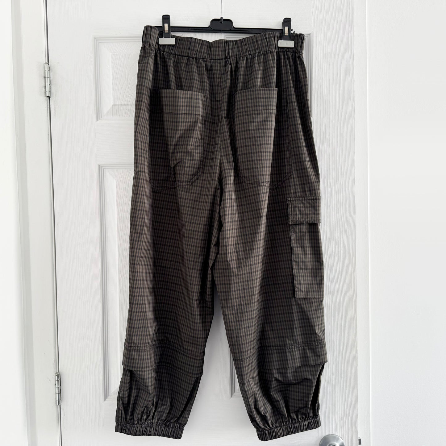 Tibi Menswear Tech Poly Pull On Checked Jogger, size Large