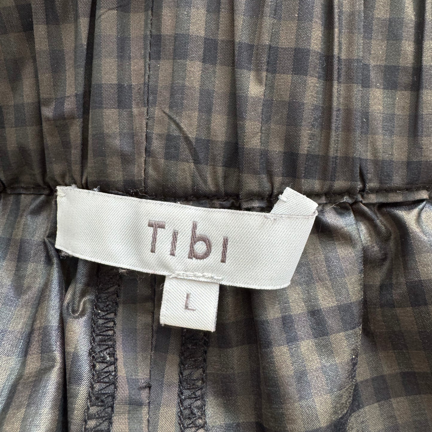 Tibi Menswear Tech Poly Pull On Checked Jogger, size Large