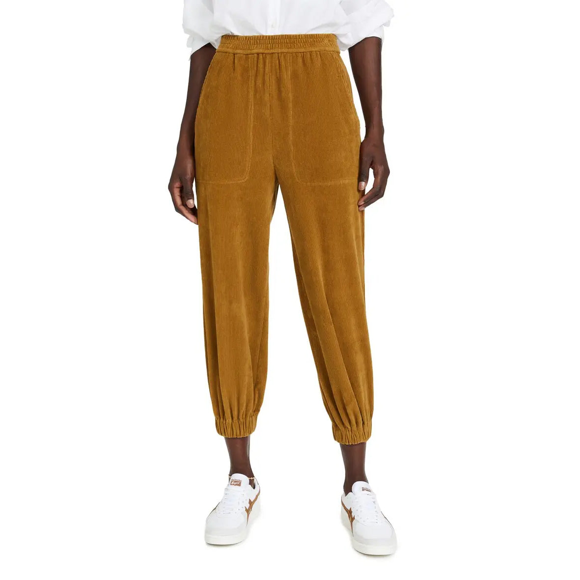 Tibi Corduroy Joggers in Brown, size Large