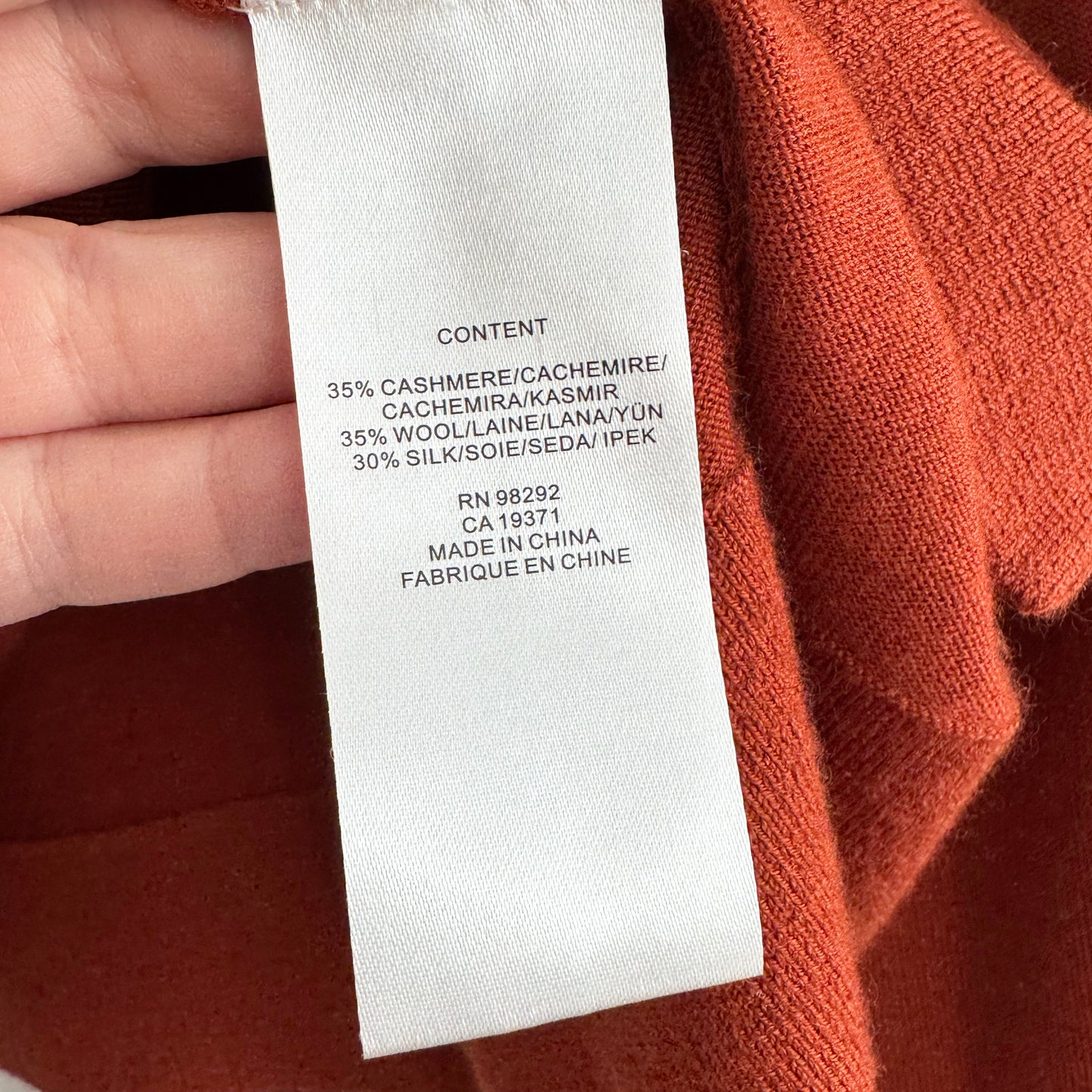 TIbi Cashmere Silk Asymmetrical Cardigan in Tamarind, size XL