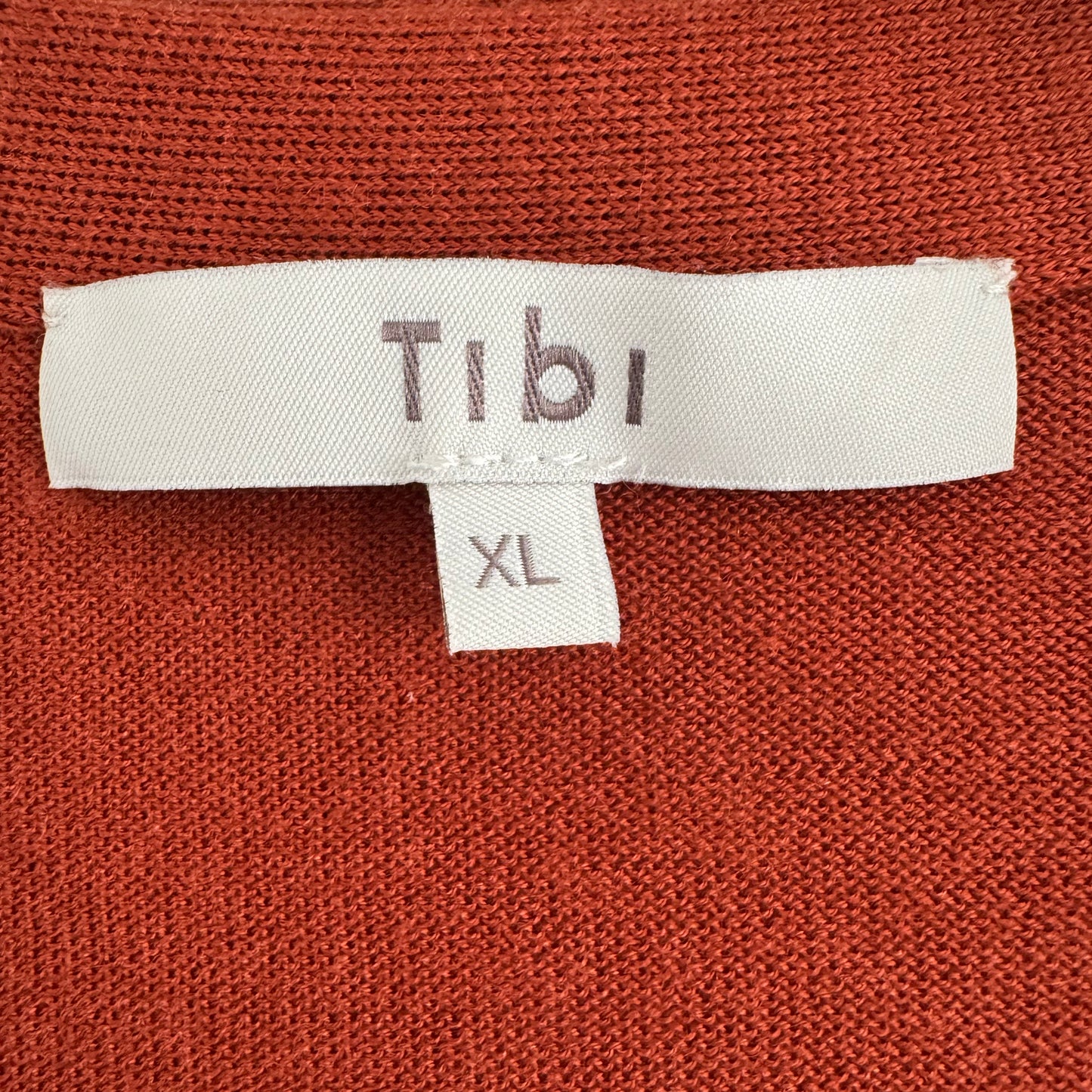 TIbi Cashmere Silk Asymmetrical Cardigan in Tamarind, size XL