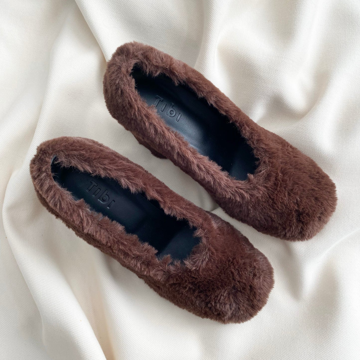 Tibi "Bela" Faux Fur Pumps in Brown, size 37.5