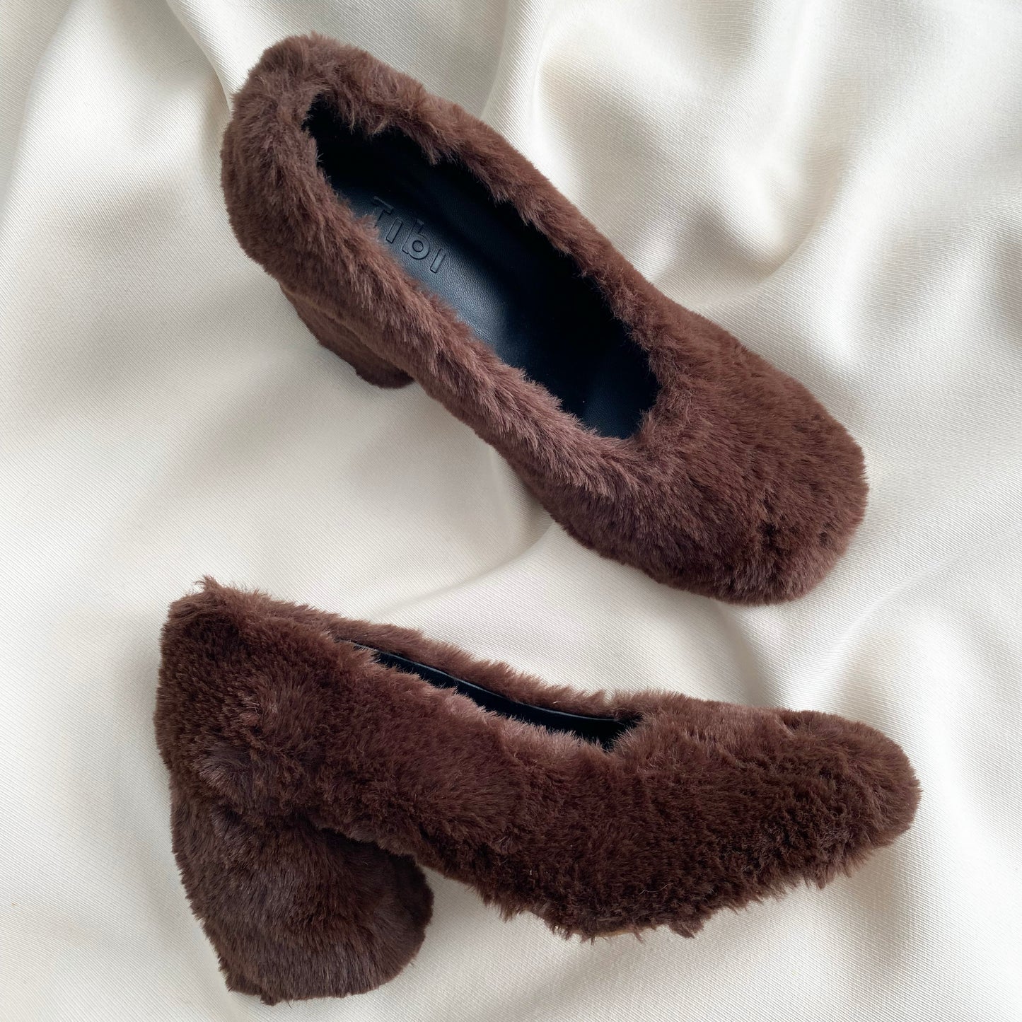 Tibi "Bela" Faux Fur Pumps in Brown, size 37.5