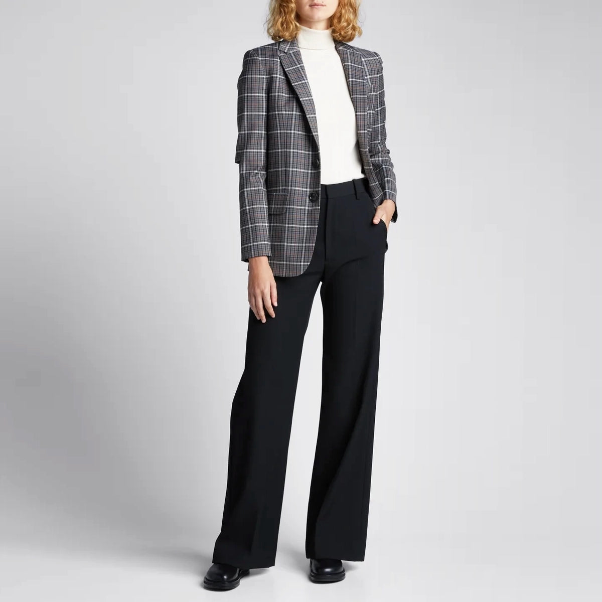 Tibi "Gabe" Checked Blazer w Cutout Elbows, size 8