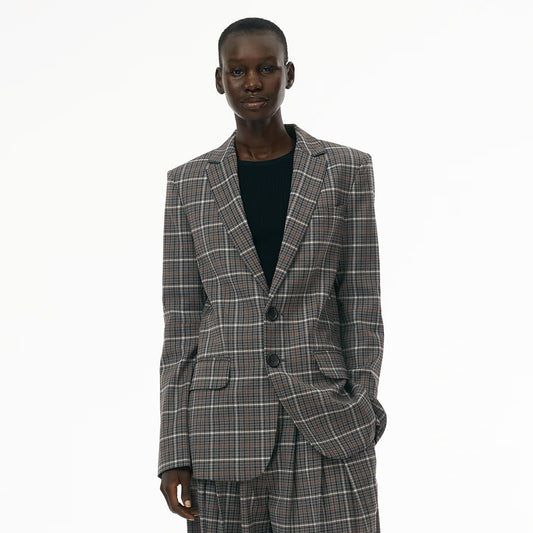 Tibi "Gabe" Checked Blazer w Cutout Elbows, size 8