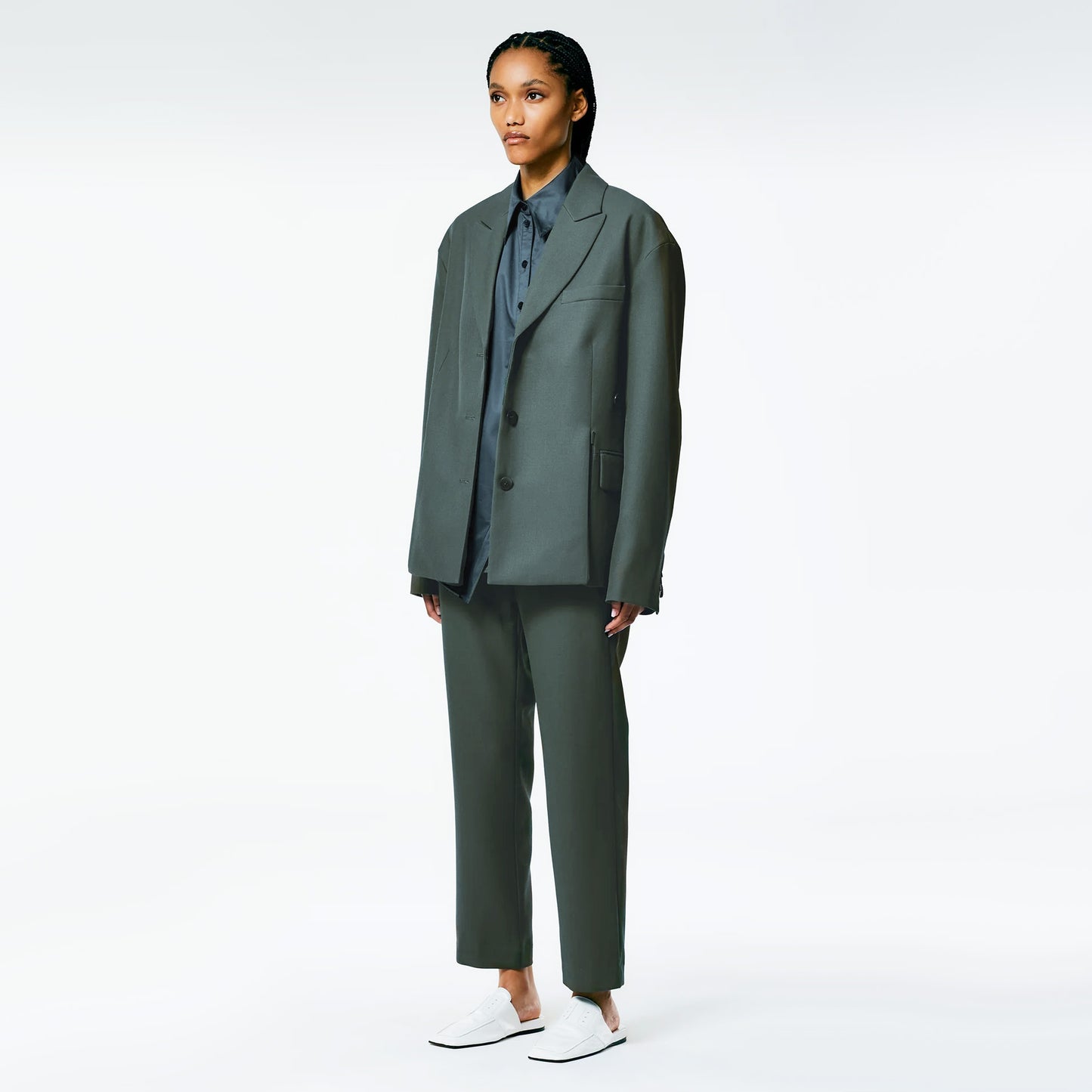 Tibi Grain de Poudre "Liam" Blazer in Grey Pine, size Small