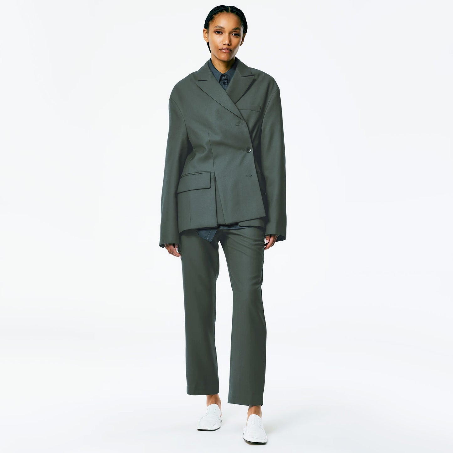 Tibi Grain de Poudre "Liam" Blazer in Grey Pine, size Small