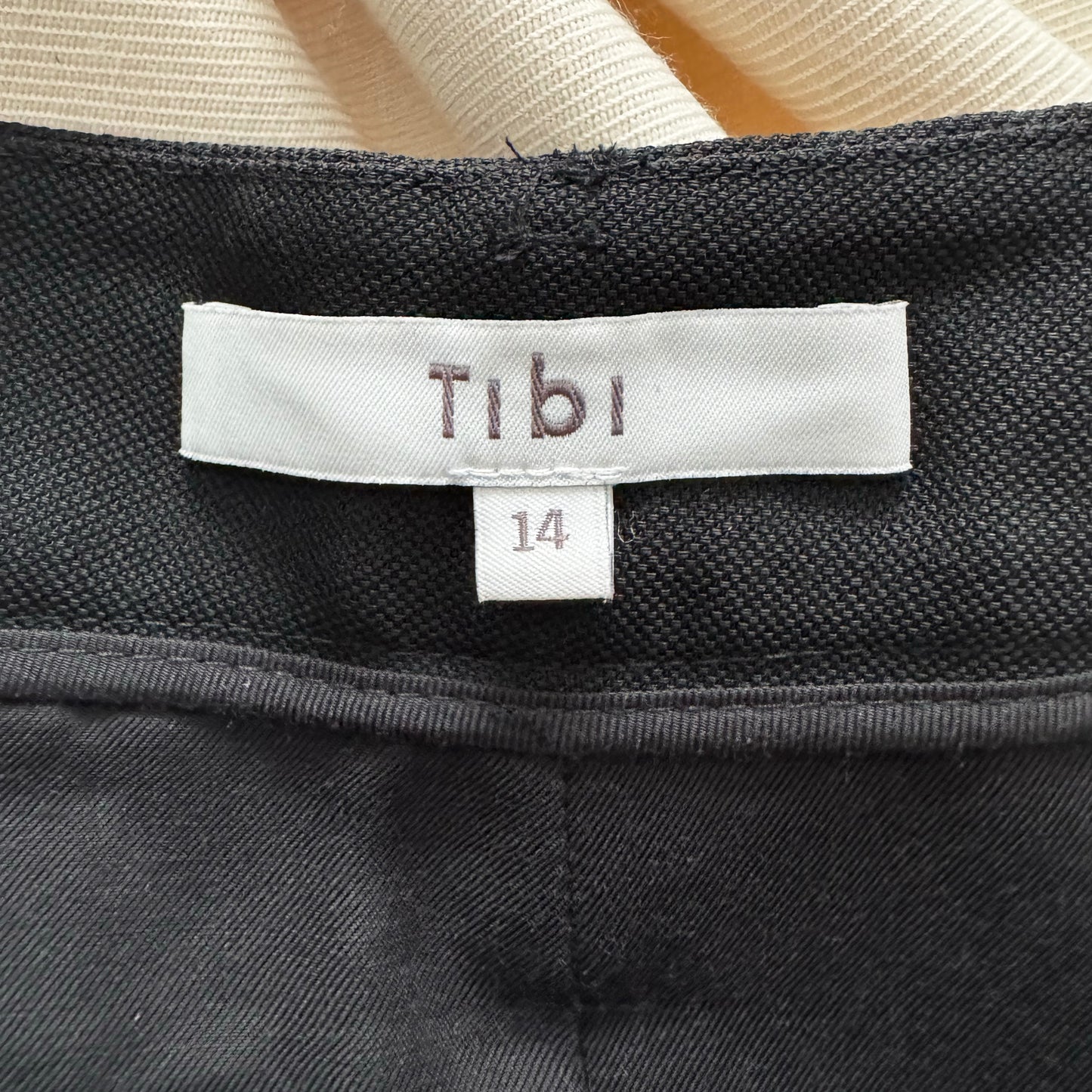 Tibi Grain De Poudre Trouser Skirt With Pleat Panel in Black, size 14