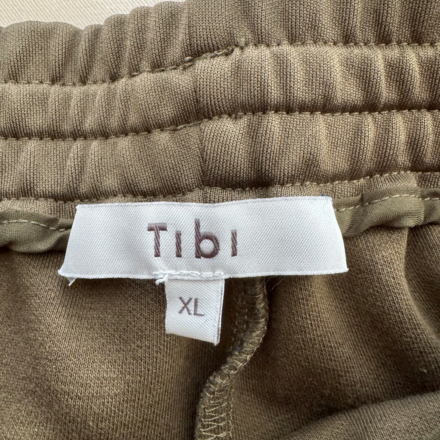 Tibi Active Knit "Scottie" Joggers in "Wood" Green, size XL