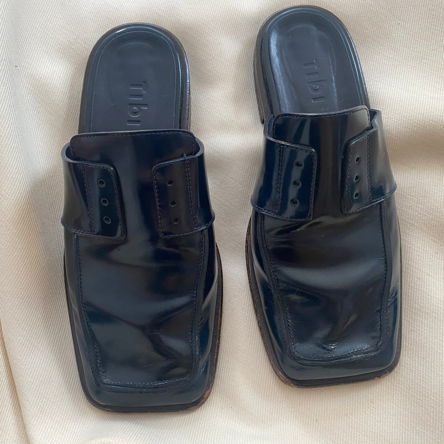 Tibi "Pedro" Loafer Mules in Navy, size 37.5