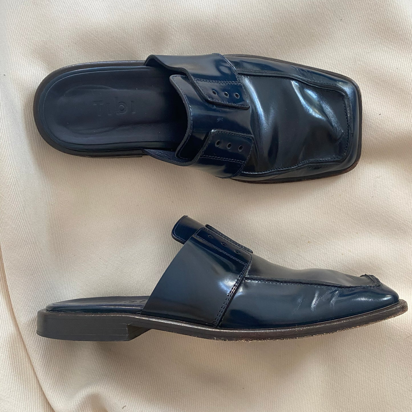 Tibi "Pedro" Loafer Mules in Navy, size 37.5