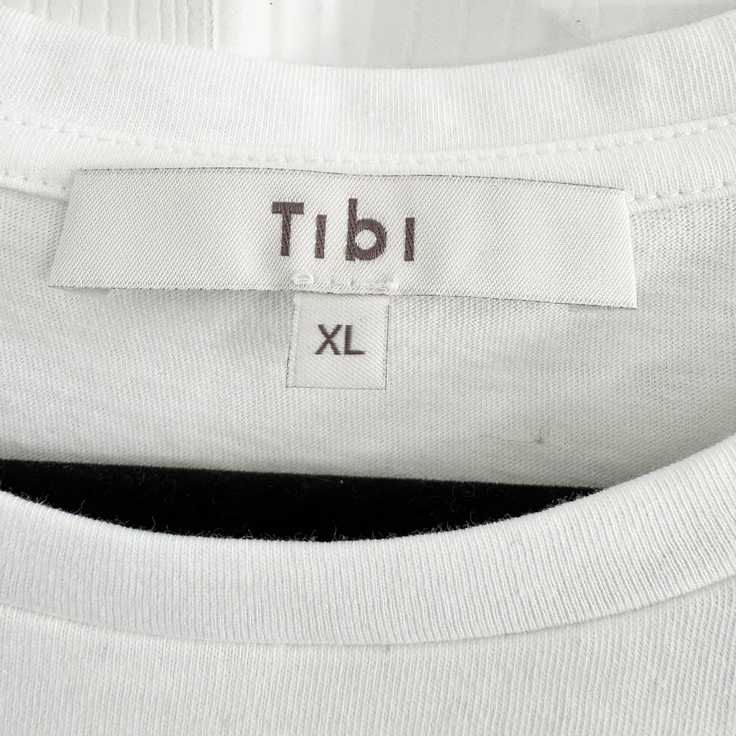 Tibi Long Sleeve Fitted Tee in White, size XL