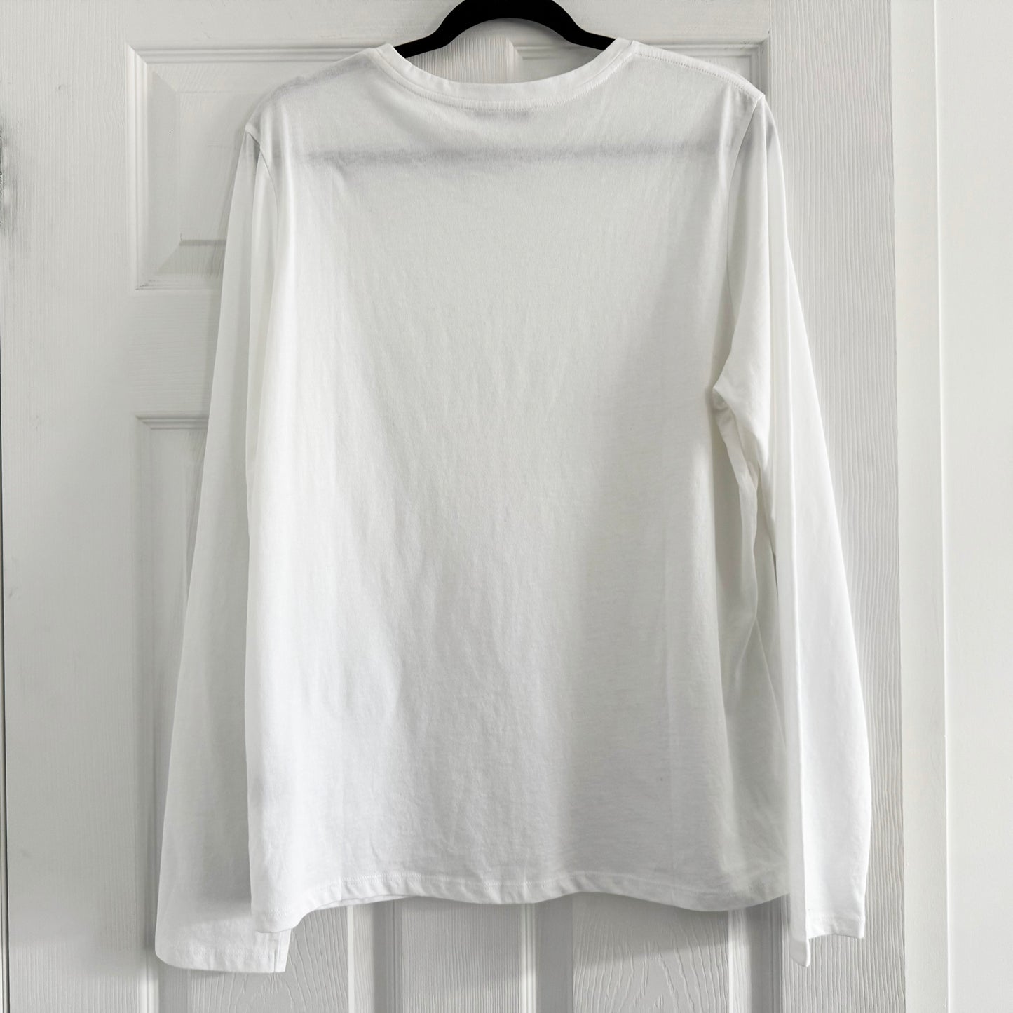 Tibi Long Sleeve Fitted Tee in White, size XL