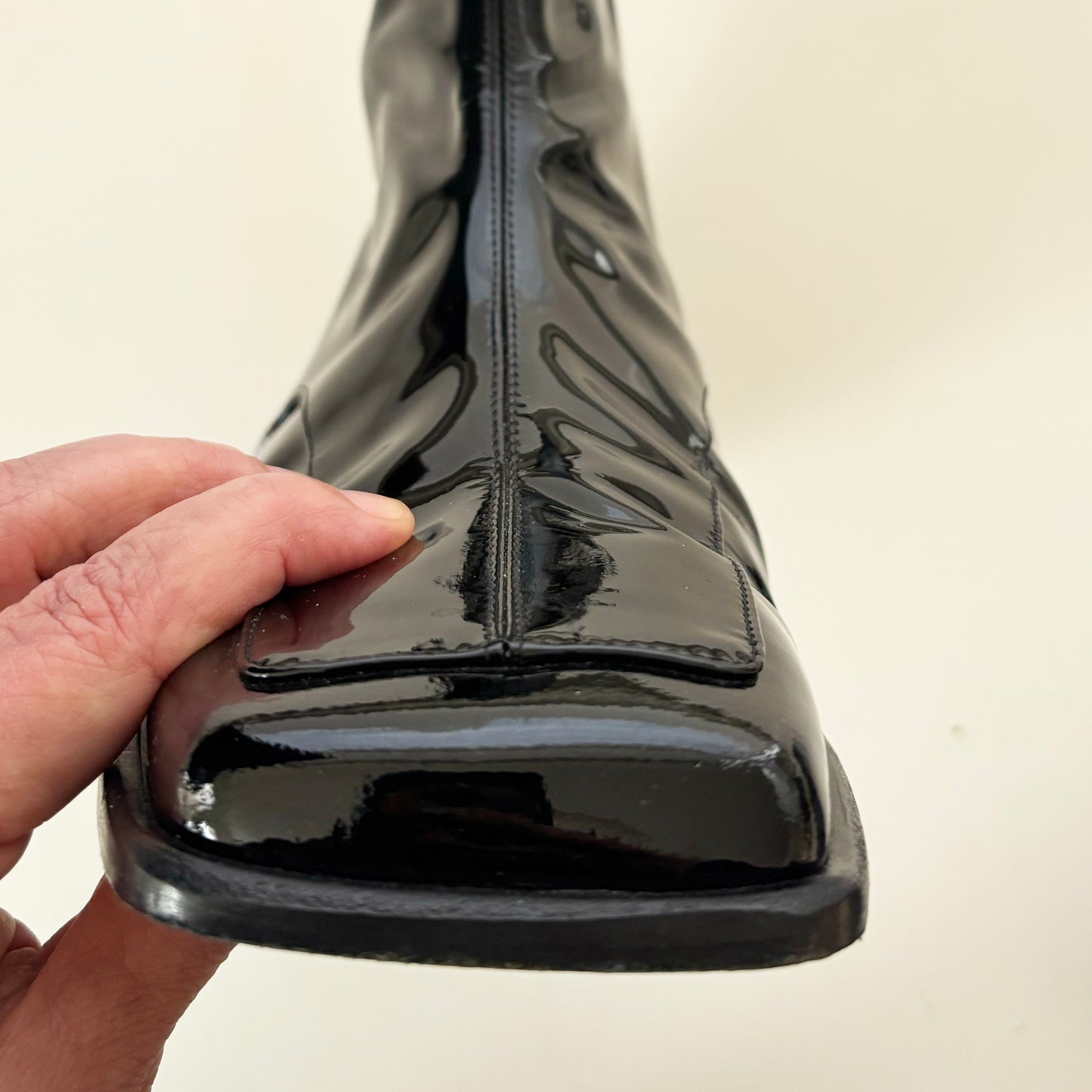 Tibi Patent Leather "Mario" Boots in Black, size 38.5