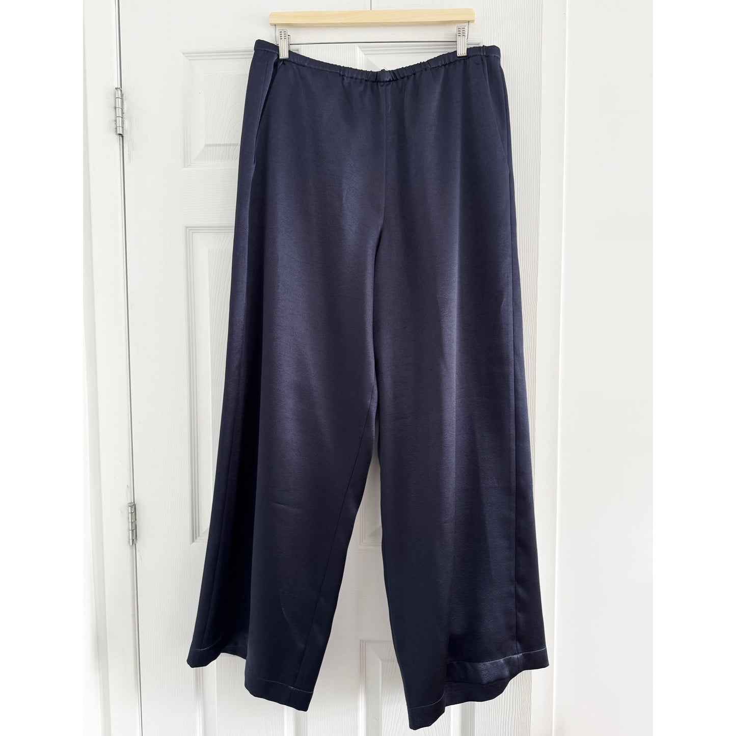 Tibi Summer Satin Pants in Navy, size XL