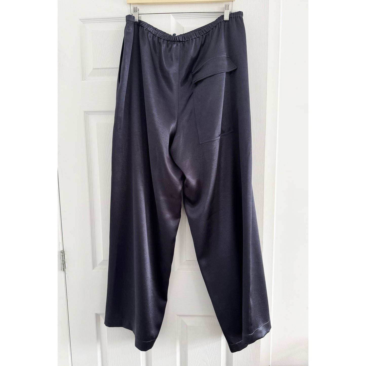 Tibi Summer Satin Pants in Navy, size XL