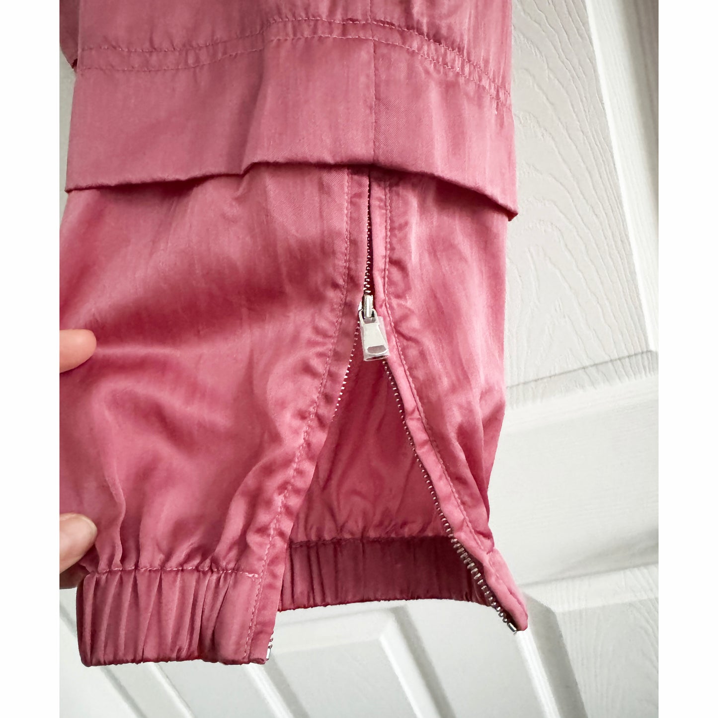 Tibi "Wilt" Silky Nylon Jogger in Rose Pink, size XS