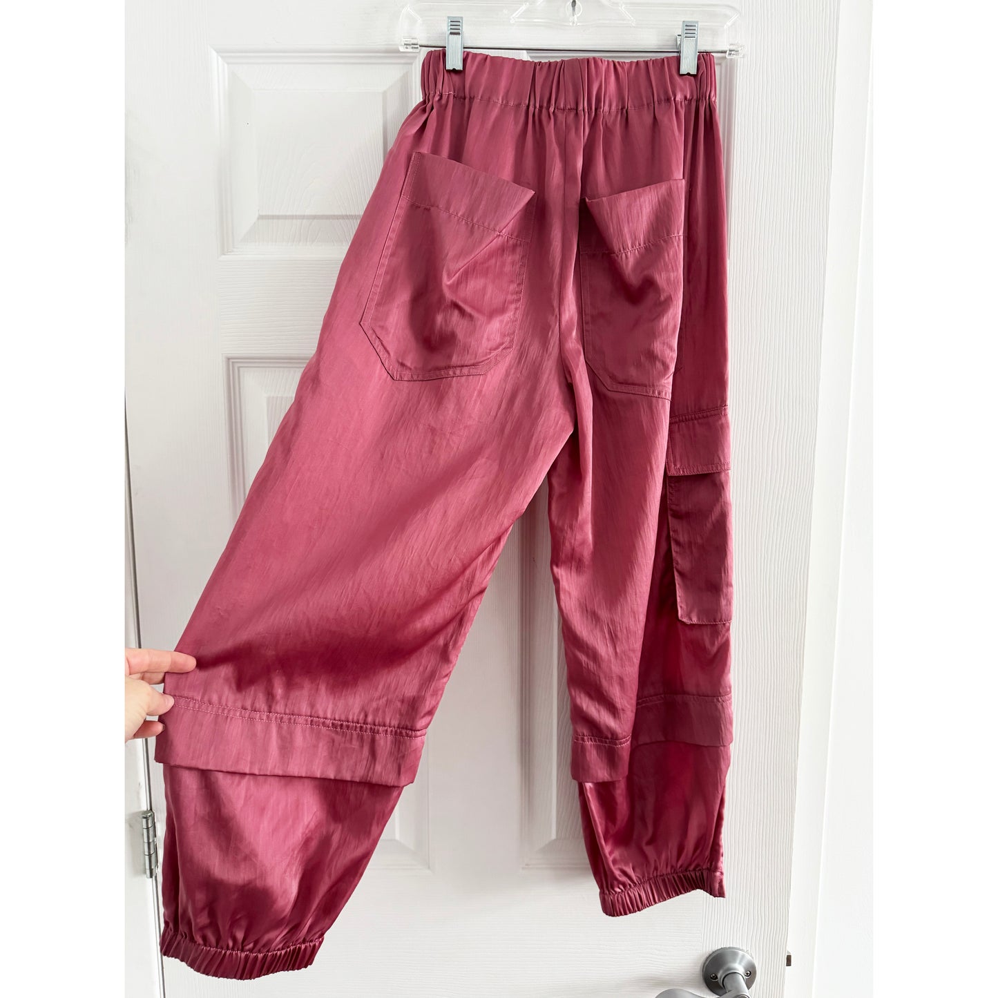 Tibi "Wilt" Silky Nylon Jogger in Rose Pink, size XXS