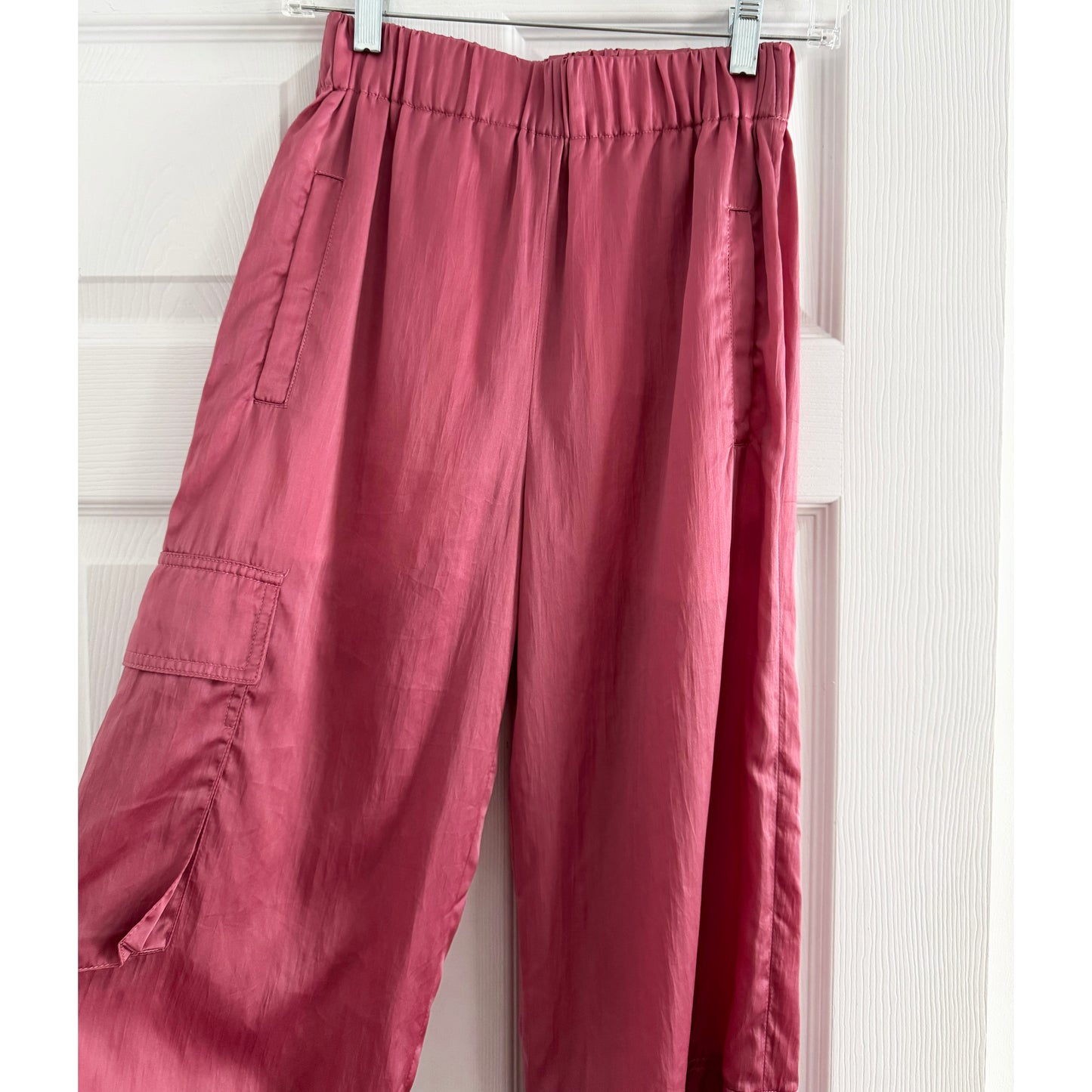 Tibi "Wilt" Silky Nylon Jogger in Rose Pink, size XXS