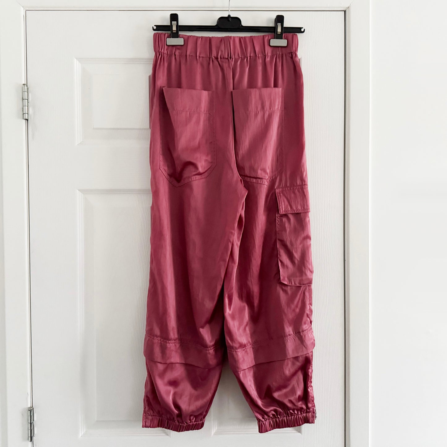 Tibi "Wilt" Silky Nylon Jogger in Rose Pink, size XS