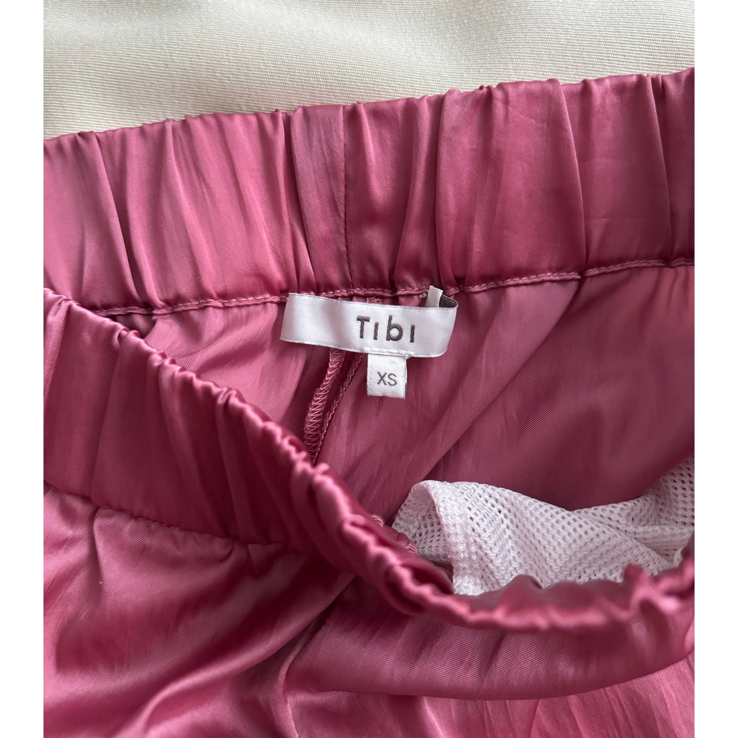 Tibi "Wilt" Silky Nylon Jogger in Rose Pink, size XS