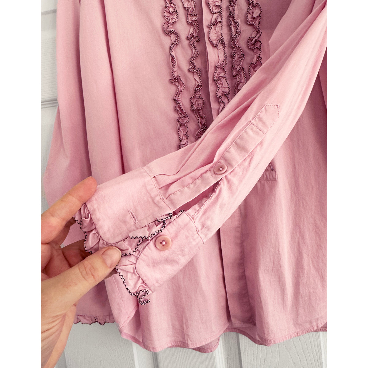 Tibi Lightweight Cotton/Nylon Easy Tuxedo Shirt in Pink, size Small