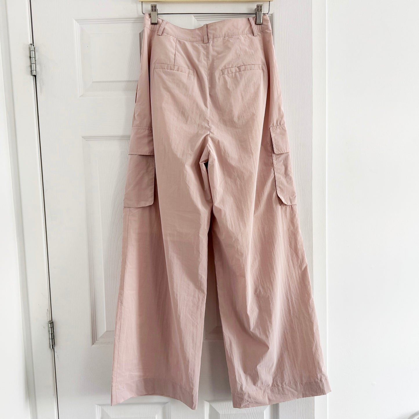 Tibi Powder Nylon Pleated Cargo Stella Pant in "Powder Pink", size 00