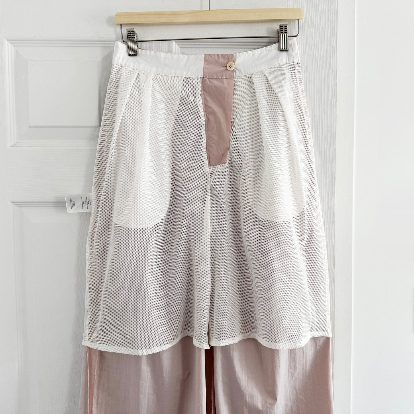 Tibi Powder Nylon Pleated Cargo Stella Pant in "Powder Pink", size 00