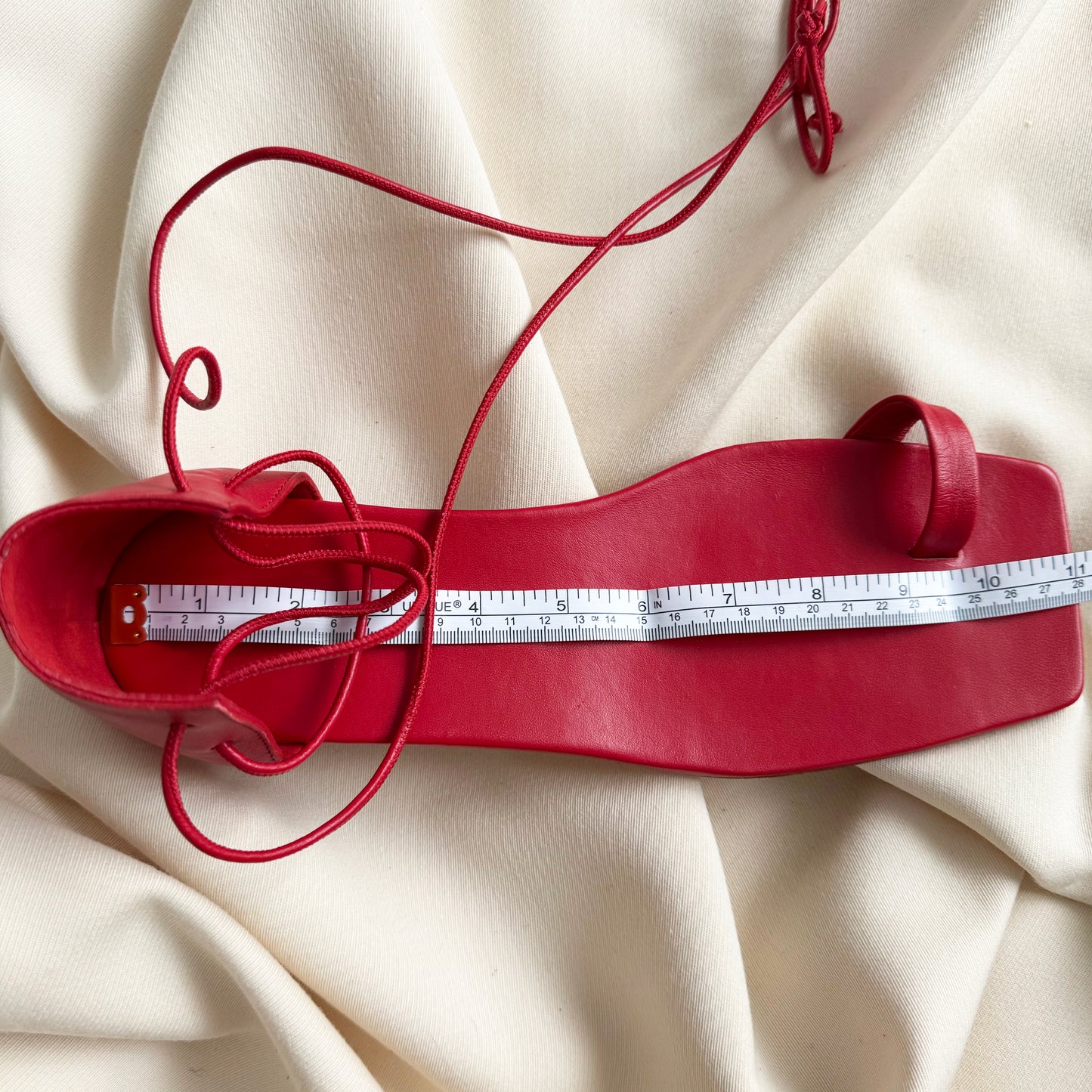 Tibi "Ali" Lace-Up Short Sandal in Red, size 42