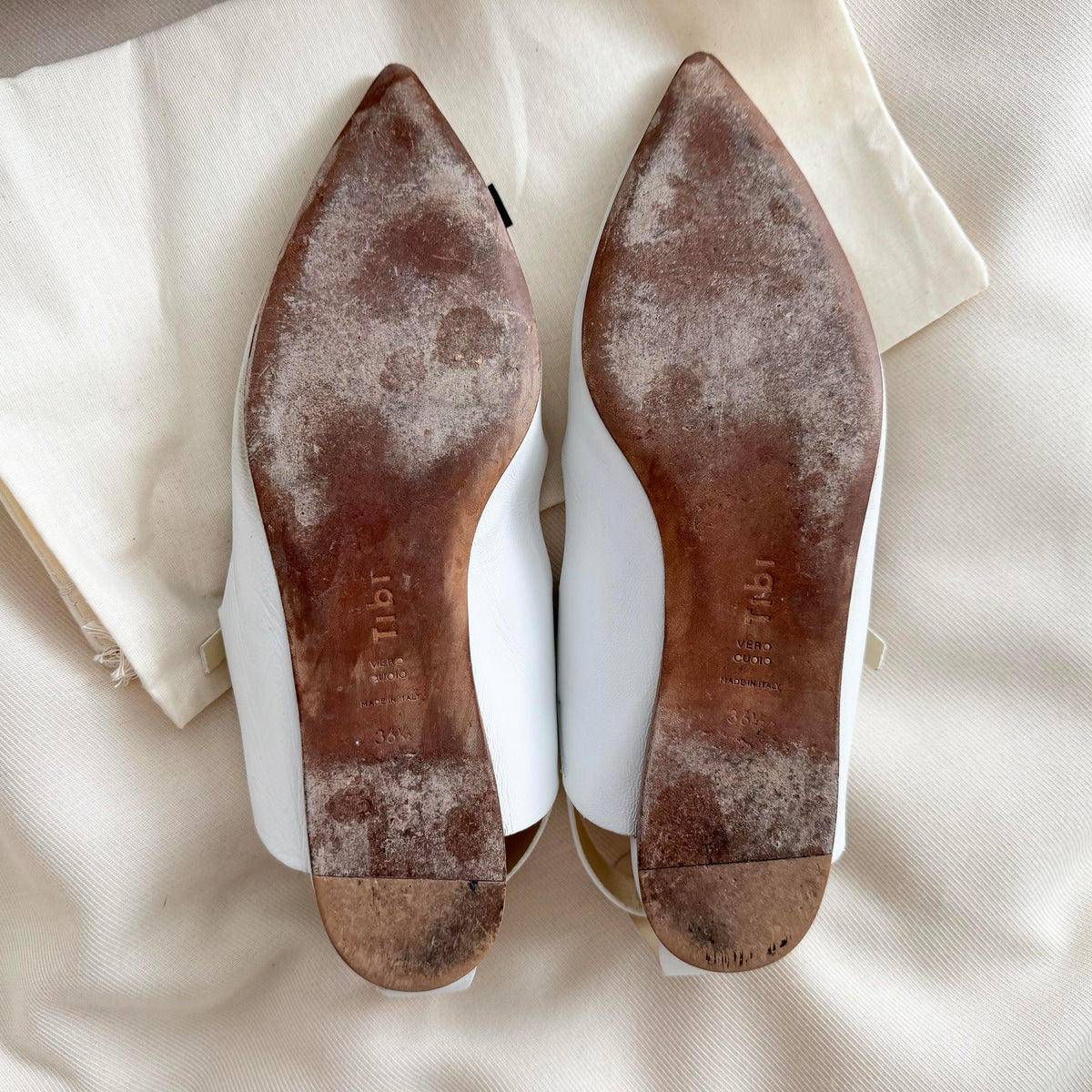 Tibi "Rudolph" Nappa Flats in White, size 36.5